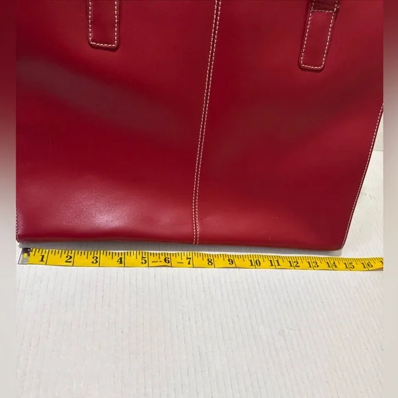 Vintage Wilson’s Leather Red Shoulder Tote Bag Women’s Laptop Bag Multi-Pockets - Picture 5 of 11